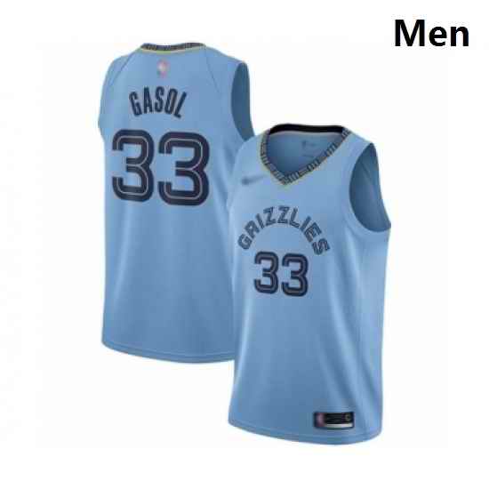 Grizzlies  33 Marc Gasol Light Blue Basketball Swingman Statement Edition Jersey